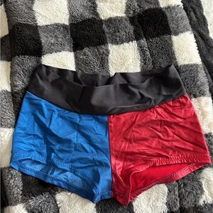 Colorblock Women's Shorts - Red and Blue